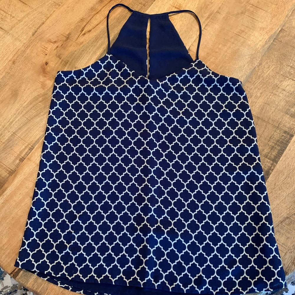 Blue motif halter cami